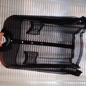 Sheer black Boston Proper blouse. Silk. Size 14.